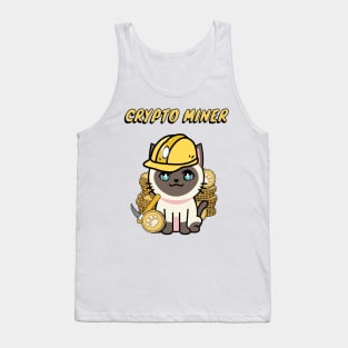 Cute Siamese cat is a crypto miner Tank Top